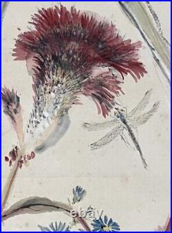 JAPANESE PAINTING Dragonfly HANGING SCROLL Autumn JAPAN thistle Vintage f837