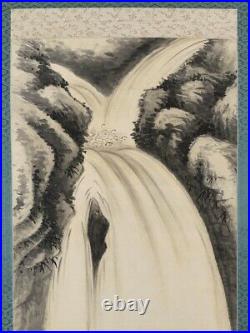 JAPANESE PAINTING HANGING SCROLL FROM JAPAN CASCADE WATERFALL ANTIQUE e679