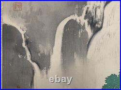 JAPANESE PAINTING HANGING SCROLL FROM JAPAN CASCADE WATERFALL VINTAGE f641