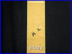 JAPANESE PAINTING HANGING SCROLL FROM JAPAN INK Butterfly ART OLD e350