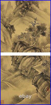 JAPANESE PAINTING HANGING SCROLL FROM JAPAN LANDSCAPE ANTIQUE PICTURE 823m