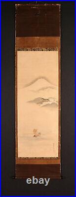 JAPANESE PAINTING HANGING SCROLL From JAPAN Mt. Fuji MOUNTAIN ANTIQUE Kano d766