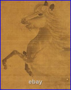 JAPANESE PAINTING HANGING SCROLL Horse ANTIQUE INK ART KAKEJIKU f916