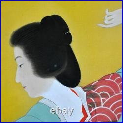 JAPANESE PAINTING HANGING SCROLL JAPAN BEAUTY WOMAN LADY VINTAGE PICTURE 833i