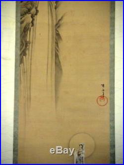 JAPANESE PAINTING HANGING SCROLL JAPAN Buddhism BEAUTY ANTIQUE VINTAGE ART 334i