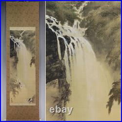 JAPANESE PAINTING HANGING SCROLL JAPAN CASCADE WATERFALL Vintage Old Art 759p