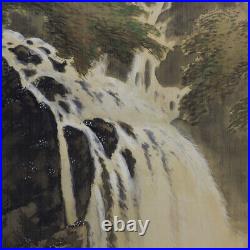 JAPANESE PAINTING HANGING SCROLL JAPAN CASCADE WATERFALL Vintage Old Art 759p