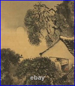 JAPANESE PAINTING HANGING SCROLL JAPAN CHINESE LANDSCAPE ANTIQUE e195
