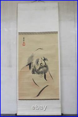 JAPANESE PAINTING HANGING SCROLL JAPAN DHARMA ART ANTIQUE VINTAGE PICTURE d220