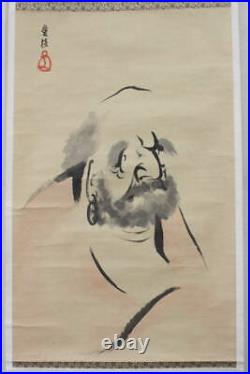 JAPANESE PAINTING HANGING SCROLL JAPAN DHARMA ART ANTIQUE VINTAGE PICTURE d220