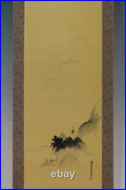 JAPANESE PAINTING HANGING SCROLL JAPAN LANDSCAPE ANTIQUE Kano PICTURE 408p