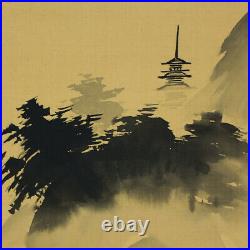 JAPANESE PAINTING HANGING SCROLL JAPAN LANDSCAPE ANTIQUE Kano PICTURE 408p