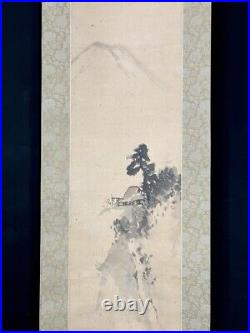 JAPANESE PAINTING HANGING SCROLL JAPAN LANDSCAPE ANTIQUE OLD Art f747