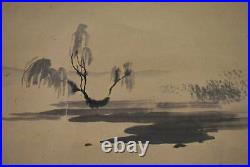 JAPANESE PAINTING HANGING SCROLL JAPAN LANDSCAPE ANTIQUE PICTURE AGED ART 891m