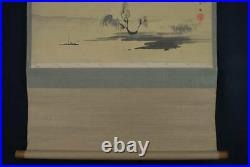 JAPANESE PAINTING HANGING SCROLL JAPAN LANDSCAPE ANTIQUE PICTURE AGED ART 891m