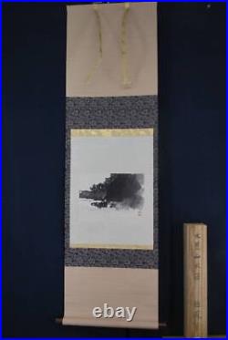 JAPANESE PAINTING HANGING SCROLL JAPAN LANDSCAPE INK ANTIQUE 711q
