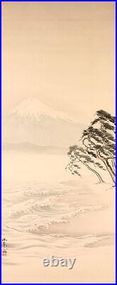 JAPANESE PAINTING HANGING SCROLL JAPAN Mt. Fuji LANDSCAPE ANTIQUE f083