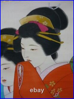 JAPANESE PAINTING HANGING SCROLL JAPAN Old Art Geisha VINTAGE BEAUTY Japan 627p