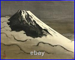 JAPANESE PAINTING HANGING SCROLL JAPAN Print Mt Fuji MOUNTAIN ART Taikan e828