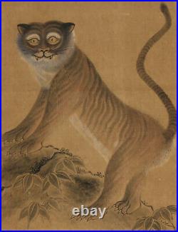 JAPANESE PAINTING HANGING SCROLL JAPAN TIGER Old PICTURE ANTIQUE 778p