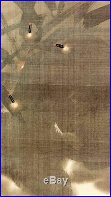 JAPANESE PAINTING HANGING SCROLL Japan Firefly ANTIQUE PAINT ART PICTURE 407p