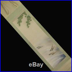 JAPANESE PAINTING HANGING SCROLL VINTAGE PICTURE River fish AYU ORIGINAL 659i
