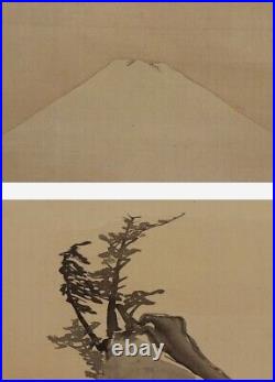 JAPANESE PAINTING LANDSCAPE HANGING SCROLL FUJI JAPAN Vintage PICTURE OLD 904q