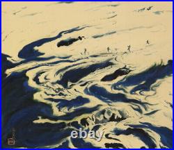 JAPANESE PAINTING LANDSCAPE River HANGING SCROLL OLD JAPAN Vintage e170