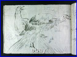 JAPANESE PAINTING Sketches 37 Sheets Figure Bird God Hand Drawing Edo-Meiji 349