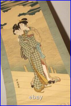 JAPANESE PRINT HANGING SCROLL JAPAN BEAUTY WOMAN LADY KANO PICTURE nobility f787