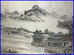 JAPANESE Signed Large Antique Silk Paintings x 2 Fine Oriental Asian Art Rare