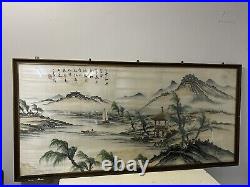 JAPANESE Signed Large Antique Silk Paintings x 2 Fine Oriental Asian Art Rare