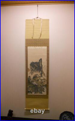 Japan VIntage Kakejiku Hanging Scroll Sesshu Ming Dynasty Landscape Silk Famou