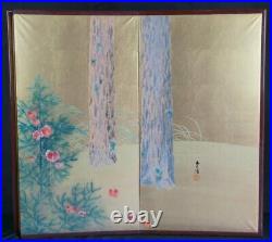 Japan Zen painting 1920 Byobu art interior wind screen Nanyou