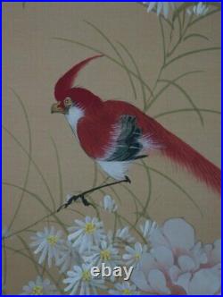 Japan wind screen Byobu 1950s hand watercolor painting