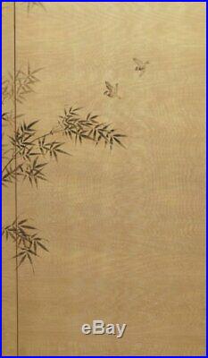 Japan wind screen Byobu painting 1930s Zen art Japan interior
