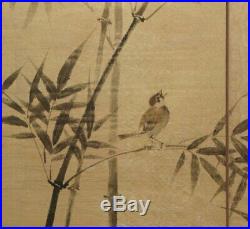 Japan wind screen Byobu painting 1930s Zen art Japan interior