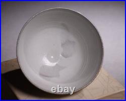 Japanese Aoitani Ware Pottery Bowl Gray Tea Cup Tea Ceremony Painted Boar