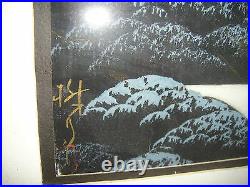 Japanese Chinese Painting On Fabric Signed Man In Boat Mountain View