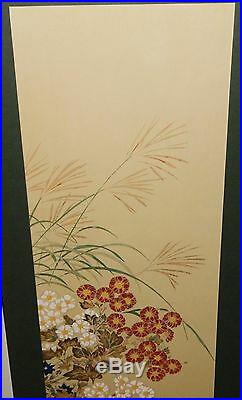 Japanese Floral Large Original Watercolor Painting Signed