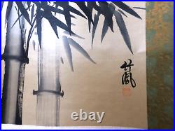 Japanese Hanging Scroll Bamboo Sparrow Bird withBox Painting Asian Antique A08