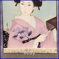 Japanese Hanging Scroll Beautiful Woman Painting withBox Asian Antique nw3