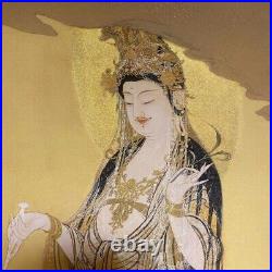 Japanese Hanging Scroll Goddess Guanyin Baby Painting withBox Asian Antique 2u4