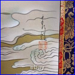 Japanese Hanging Scroll Guanyin on Clouds Painting withBox Asian Antique 459