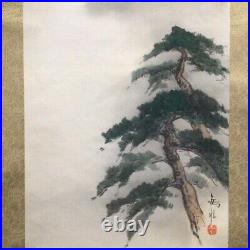 Japanese Hanging Scroll Mt. Fuji Pine Painting withBox Asian Antique ex9