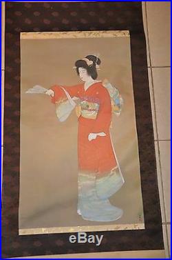 Japanese Hanging Scroll Painting Silk Art Japan