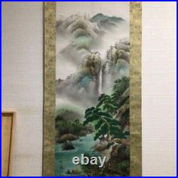Japanese Hanging Scroll River Pine Landscape Painting withBox Asian Antique rgT