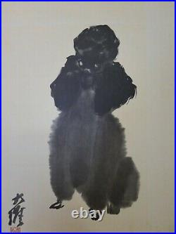 Japanese Ink Painting, of the black poodle Quini, second quarter 20th century