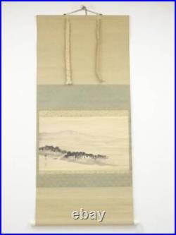 Japanese Kakejiku Calligraphy And Painting By Yorisho Tanaka Landscape Paper B