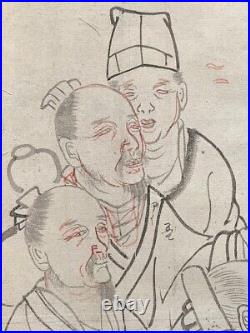 Japanese Original Antique Ink Drawing Circa 1800 Urashima Taro Fairy Tale